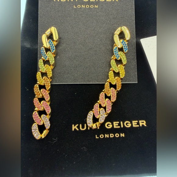 Kurt Geiger Jewelry - 🌈 Kurt Geiger Rainbow Pave link earrings NWT w/ KG dust bag